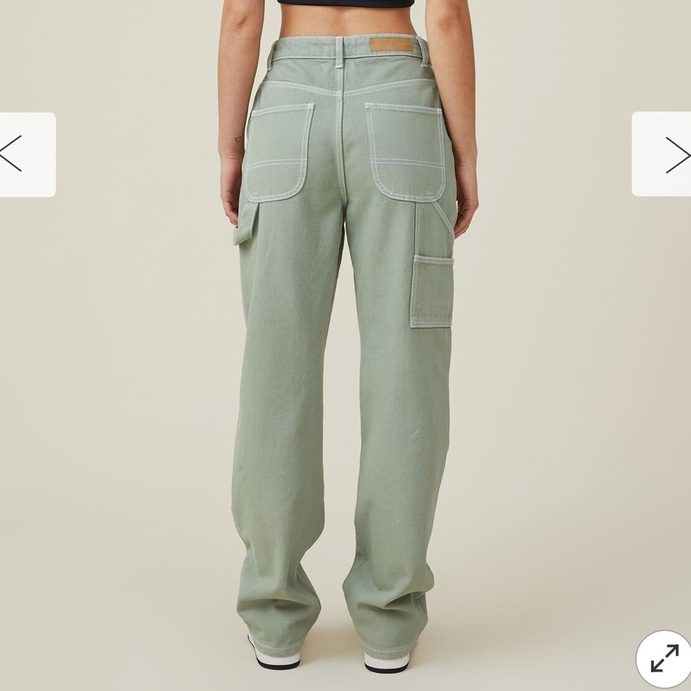 Sage Green Wide-Leg Utility Jeans - Women